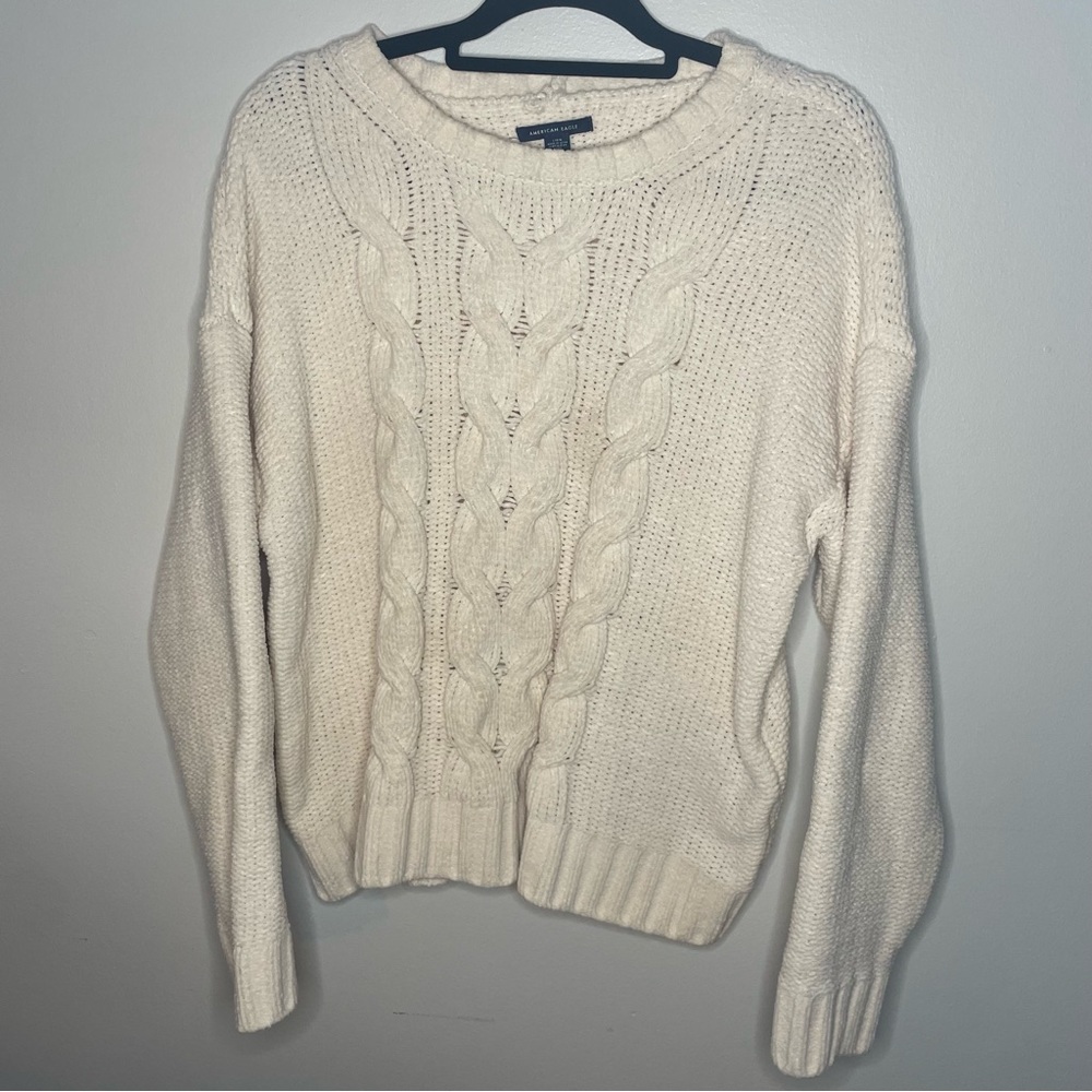 American Eagle Knit Sweater Cream sz L